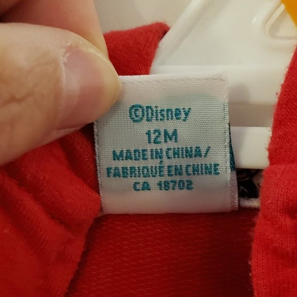 Disney Baby Embroidered Mickey Mouse Zipper Sweatshirt Hoodie - Size: 12M - Picture 4 of 11